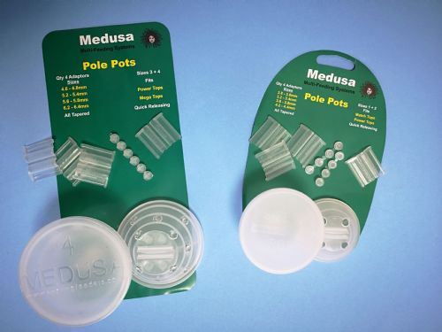 Pack of different sized pole pots for pole fisherman. Amazing drip-feeder to feed maggots, pellets, sweetcorn or bread!